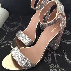 Mix No. 6 Open Toe High Heel Glitter Shoes Size